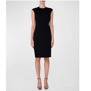 AKRIS PUNTO CAP SLEEVE ZIP FRONT SEAMED DRESS IN BLACK 2